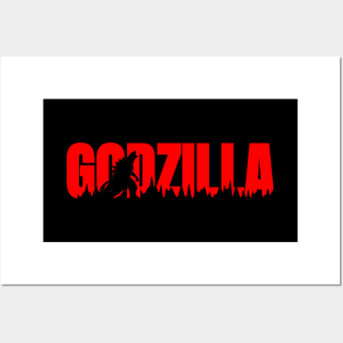 Red Godzilla Style Monster Posters and Art